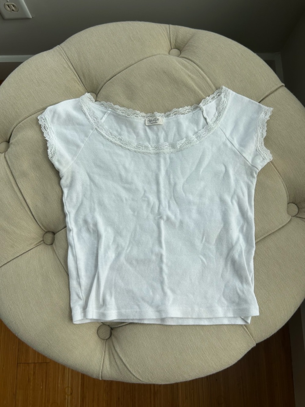 Women's White Lace-Trim Cap Sleeve Camisole